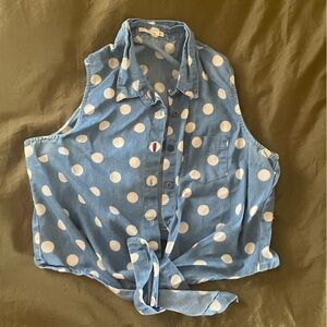 Timing Denim Blue Polka Dot Top